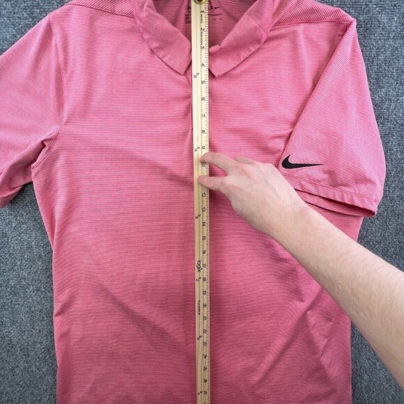 Nike Golf Striped Red White Polo Shirt Short Sleeve XL w Logo Stretch Spandex - Picture 3 of 6